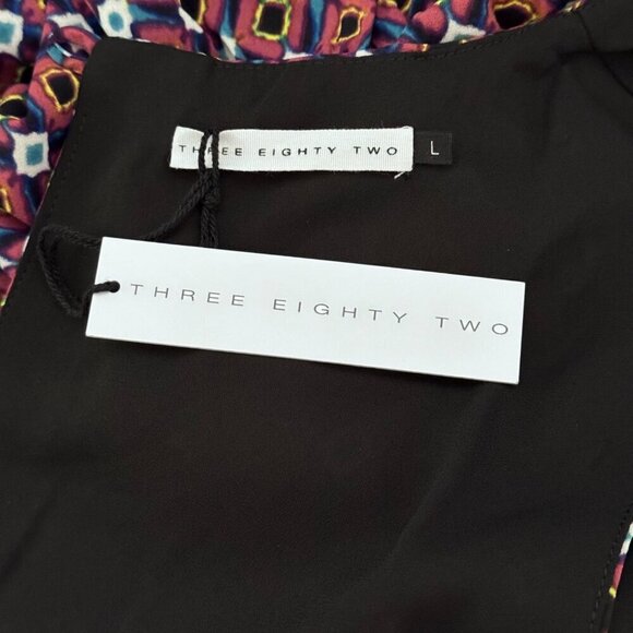 Three Eighty Two NEW Multicolor Geometric Romper Shorts Tank Sheer Lined Lrg - Picture 7 of 11